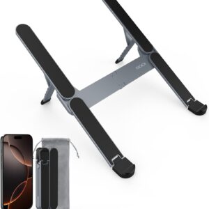 SODI [Ultra Compact] Foldable & Portable Laptop Stand for Desk, Lightweight Tablet Stand for Business Travel, Library, Cafe, 6 Level Height Ergonomic Aluminum Computer Holder for 10-16" Laptops