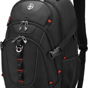 Swissdigital Design Business Laptop Backpack with Smart USB Charging Port Travel Backpack Fits 15.6 inches Laptops,Water Repellent College Backpack for Men Women, Black | SD803