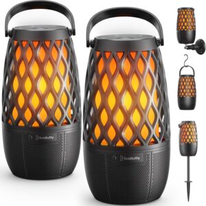 Upgraded Outdoor Speakers Gift for Men Bluetooth Speaker with lights Multi-Sync up to 100 Speakers Auto-Pairing HD Stereo Sound Cool Tech Gadgets for Him IPX5 Waterproof for Outside|Patio|Porch