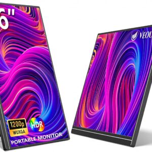 16" Portable Monitor, 1920×1200P IPS Laptop Screen with USB-C, HDMI Gaming Monitor with Kickstand, 0.3" Ultra-Slim for Travel/Office