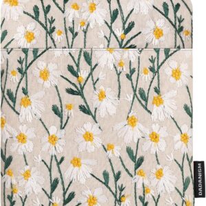 Embroidered Daisy Padded Sleeve for All-New Kindle Paperwhite, 7" Kindle Colorsoft Signature Edition, Protective Sleeve Case for 6" Kindle/Kindle Oasis/Kobo E-Reader,White Daisy