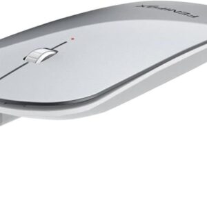 FENIFOX Bluetooth Mouse, Slim Mini Portable Flat Travel Wireless Mouse Rechargeable Quiet Ultra-Thin Mice Compatible with Laptop,Tablet,Notebook,PC (Silver and White)