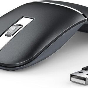 Foldable Bluetooth Travel Mouse, Rotatable Wireless, 2.4G Rechargeable With USB Receiver, Compatible for Computer, Laptop, Notebook, PC (Black)