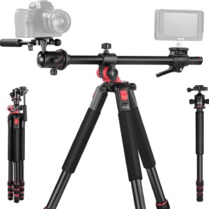NEEWER 73.6" Horizontal Tripod with Multi Angle Center Column, Ball Head & Central Axis Platform, Heavy Duty Aluminum Camera Tripod Monopod 360° Pan 180° Tilt for Overhead/Macro Shots, Max Load 22lb