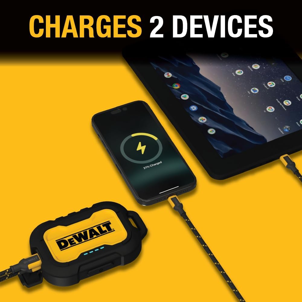 DEWALT Heavy Duty Portable Charger, Power Bank, 10,000 mAh Battery Pack with USB-C Port for iPhone 16/16 Plus/16 Pro/16 Pro Max, iPhone 15/14/13, Samsung Galaxy - Image 6