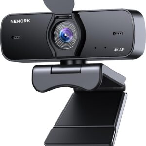 4K Webcam for PC with Sony Sensor, Auto Focus & Privacy Cover, Ultra HD 4K Streaming Camera, 2 Noise-Cancelling Mics, USB Plug & Play, 77° FOV, Web Camera for Zoom, Skype, Teams, Video Calling