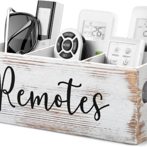 DRASTAR Remote Control Holder, Retro White TV Remote Holder, Remote Holder with 3 Slots, TV Temote Caddy for Table, Remote Organizer for Home Theater Accessories