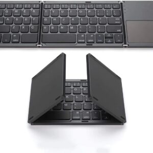 Foldable Wireless Keyboard with Touchpad, Rechargeable Pocket-Sized Folding Travel Keyboard for iOS, Android, Windows - Space Gray