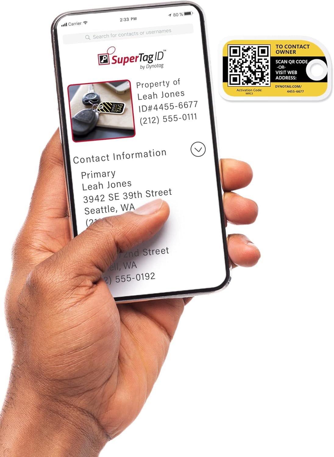 Dynotag® Web Enabled Smart Mini Fashion ID Tags, with DynoIQ™ & Lifetime Recovery Service. 3 Identical Tags for Gear (Bumblebee) - Image 6