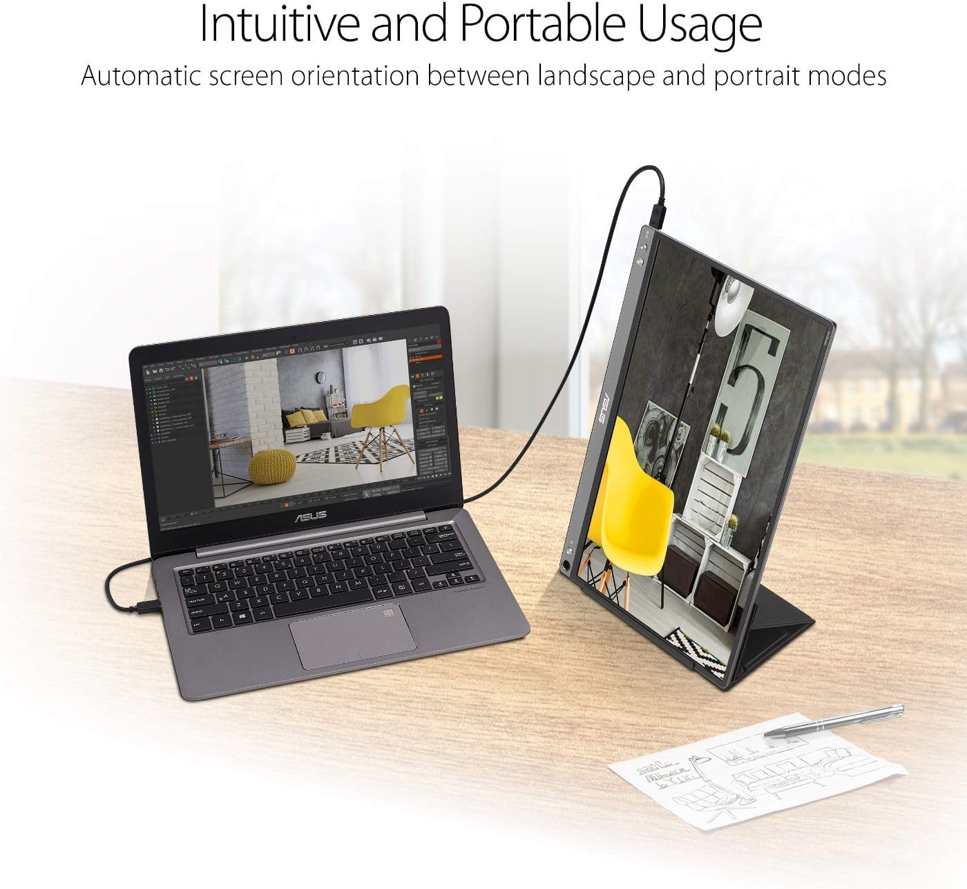 ASUS ZenScreen 15.6” 1080P Portable USB Monitor (MB16ACE) - Full HD (1920 x 1080), IPS, USB Type-C, Eye Care, Anti-Glare Surface, Lite Smart Case, External screen for laptop, 3-Year Warranty,Dark Gray - Image 4