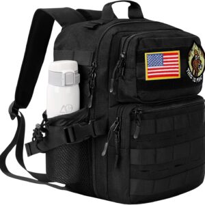 9L Mini Tactical Backpack Small Military Gym Bag for Men Women Molle Daypack Camping Backpack with Patch(Black)