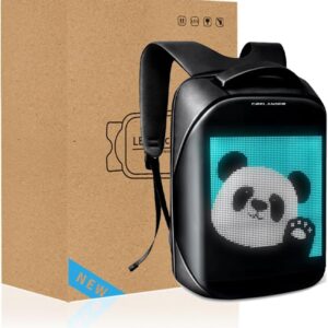 Crelander LED Backpack, 16 inch Smart Dynamic Daypack with Programmable Screen Waterproof Laptop Backpack Commuter Bag for Commuting Party Travel Riding Work (black)