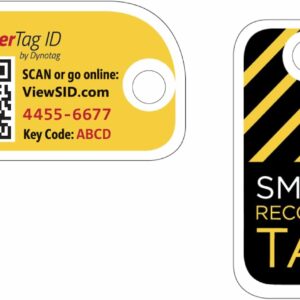 Dynotag® Web Enabled Smart Mini Fashion ID Tags, with DynoIQ™ & Lifetime Recovery Service. 3 Identical Tags for Gear (Bumblebee)