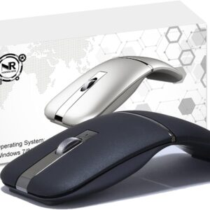 Foldable Arc Wireless Mouse Silent Click Bluetooth 5.0 and 2.4GHz Dual Modes Portable Curved Mouse for Home, Office, Travel