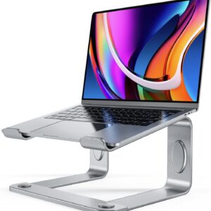 LORYERGO Laptop Stand for Desk, Laptop Riser Computer Stand for Laptop, Ergonomic Laptop Stand Desk Holder Elevator Compatible with Most 10 to 15.6 Inches Laptops, Silver