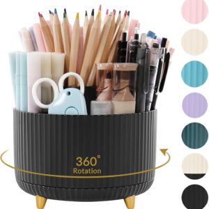 SKYDUE 360 Degree Rotating Desk Organizer, Dual-Purpose Pencil Pen Holder for Desktop, Rotating Desk Pen Organizer with 5 Slots, Office Supplies, Pencil Cup for Office, School, Home