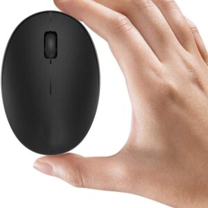 TENMOS Mini Rechargeable Wireless Mouse, 2.4GHz Optical Travel Mouse Silent Wireless Computer Mice with USB Receiver, Auto Sleeping, 3 Buttons, 1000 DPI Compatible with Laptop, PC, Chromebook (Black)