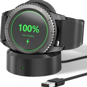 Vanjua for Samsung Gear S3 Watch Charger Cable, Wireless Replacement Charging Dock Stand Compatible with Samsung Gear S3 Classic/Frontier Smart Watch (Black)