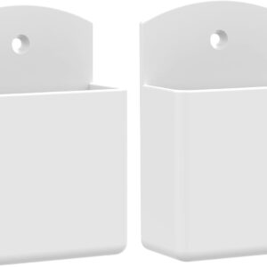 DRQ 2pc Adhesive Remote Control Holder, Wall Mount TV Controller Holder, TV Remote Organizer, Wall Pen Holder Desk Accessories Storage for Home Office School, White