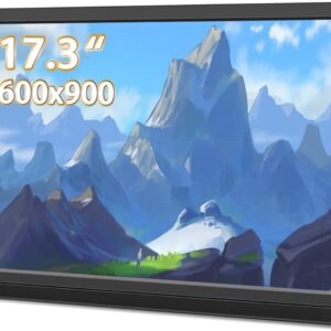 Portable Monitor 17.3-Inch HD 1600x900 60HZ HDMI USB-C Laptop External Travel Display with Built in Speakers and Invisible Stand, Suitable for PC Mac Smartphones PS4/PS5 Switch Second Display