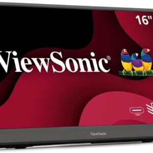 ViewSonic VA1653 16 Inch 1080p FHD IPS Portable Monitor with Eye Care, Built-in Stand, USB C, Mini HDMI, and Protective Case External Second Screen for Laptops, PC, Mac, and Gaming Consoles