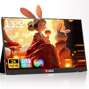 13.5''Portable Monitor for latop ,2K FHD 60HZ Laptop Monitor Screen,USB-C and HDMI Inputs, Ultra-Slim IPS Panel with HDR and Premium Smart Cover & Speakers for Laptop,PC,Phone,PS4/5,Switch,Mac,Xbox