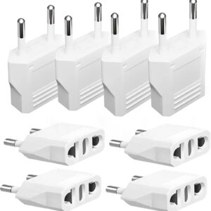 8 Pack European Travel Plug Adapter-Type C Plug, 2-Prong to 2-Prong Europe Outlet UniversalTravel Adapters International Power Jack Wall Plug Travel from USA/Canada to Europe/Asia