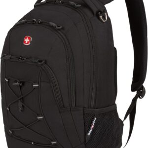 SwissGear 1186 Special Edition 13” Laptop Backpack Black – Compact Tech Bag with Reflective Accents – Multiple Organizer Pockets with Bungee Cords & D-ring Attachment Point