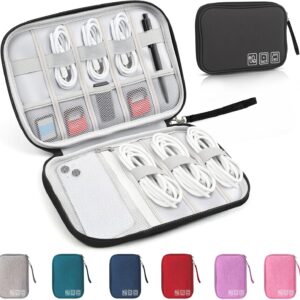 YONSEN Travel Cable Organizer Bag, Electronics Organizer Tech Pouch with Double Layers for Cords, Chargers, Phone, Earphones, USBs, SD Cards - Travel Essentials Portable Waterproof Tech Pouch