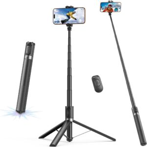 65" Automatic Phone Tripod,Auto-Open and Close Selfie Stick Tripod with Remote, Extendable Cell Phone Stand for iPhone & Android,Lightweight Selfie Stick for Creators,Vloggers,Travel,YouTube
