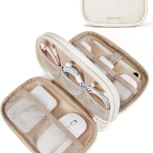 BAGSMART Electronics Organizer Travel Case, Cord Organizer for Women, Travel Cable Bag (Beige)