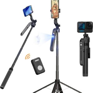 FUNSNAP Auto Face Tracking Tripod for iPhone with Remote, 70” Extendable 360° Rotation Selfie Stick Tripod for Android, Phone Holder Video Recording for Content Creators, Vlog, Live Streaming, TIK Tok