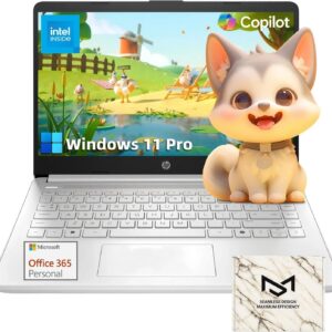 HP 2025 14" Laptop Computer - HD Thin and Light Laptop • Intel 4-Core N150 • Win 11 Pro • 1-Year Microsoft Office 365 & External DVD Drive • 16GB RAM • 128GB UFS + 256GB Micro SD • Bluetooth • Wi-Fi