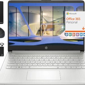 HP New 14" HD Ultra Light Thin Laptop, Quad-Core Intel Celeron Processor, 16GB RAM, 628GB (128GB eMMC+ 500GB Ext Driver), WiFi, Upto 11 Hours, Windows 11 S + 1 Year Office 365+HubxcelAccessory, Silver