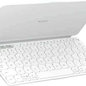 Logitech Keys-to-GO 2 Portable Compact Wireless Keyboard with Built-in Cover, Slim Tablet Keyboard for iPad, iPhone, Mac, Apple TV - Pale Grey