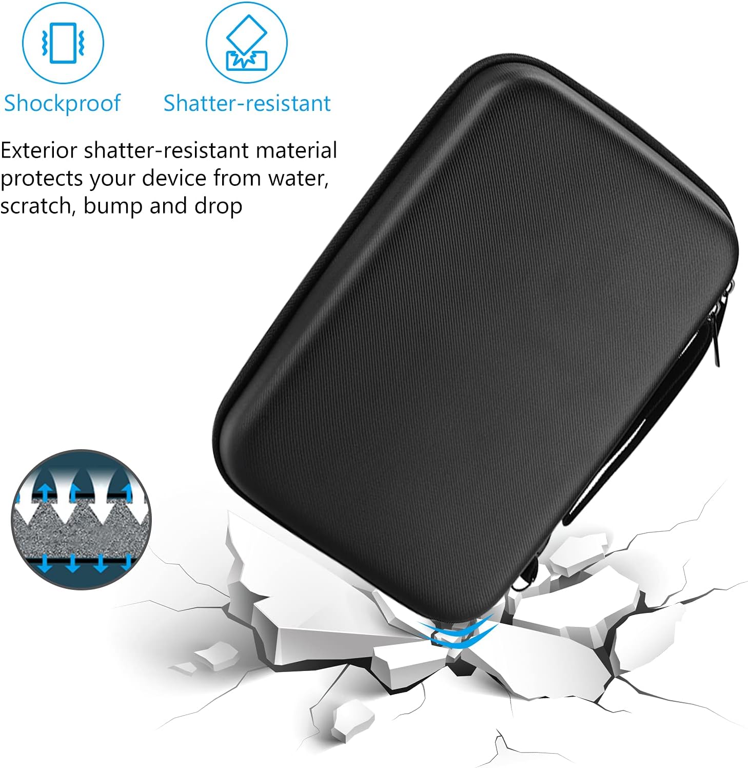 ProCase Hard Travel Electronic Organizer Case for MacBook Power Adapter Chargers Cables Power Bank Apple Magic Mouse Apple Pencil USB Flash Disk SD Card Small Portable Accessories Bag - Image 4