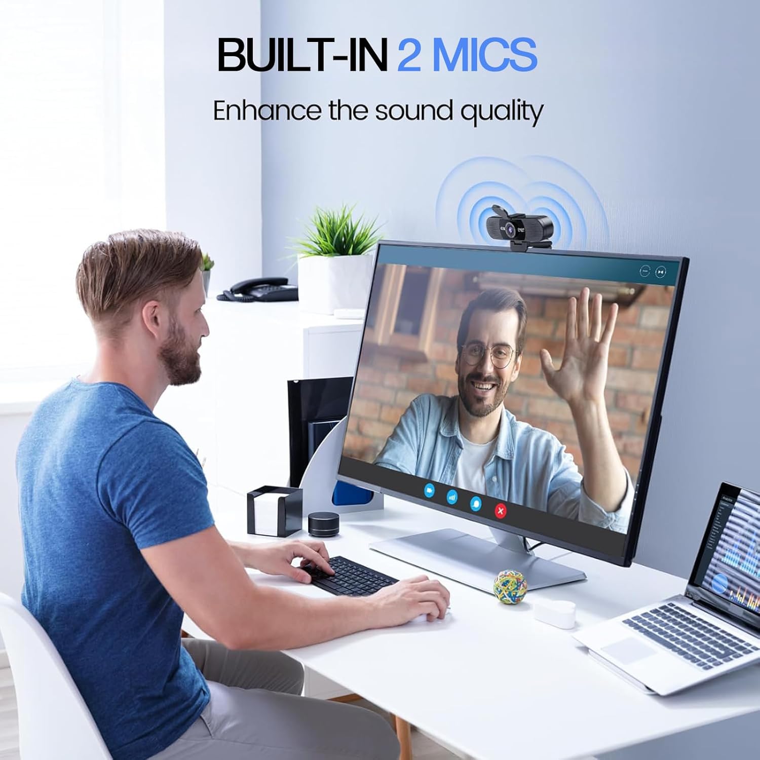 EMEET C960 1080P Webcam with Microphone, 2 Mics, 90° FOV, USB Type-A & A-to-C Adapter, Fixed Focus, Plug&Play Computer Camera for Zoom/Teams/Facetime/YouTube/Google Meet/Switch 2 Camera, 2025 Version - Image 3