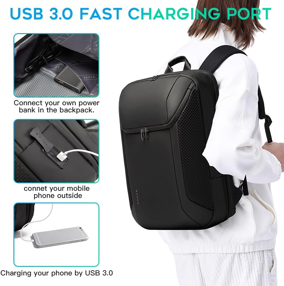 BANGE Smart Business Laptop Backpack Waterproof can fit 15.6-17.3 Inch Laptop with 3.0 USB charging port for men and women - Image 3