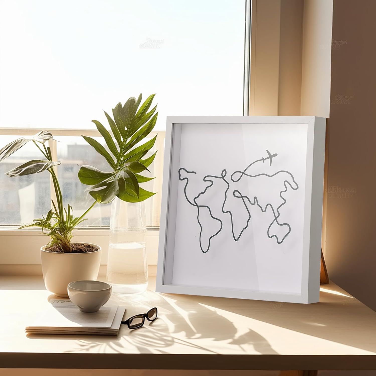 Travel Adventure Archive Shadow Box For Memories,8&12Inch Concert Travel Ticket Stub Memory Top Loading Shadow Keepsake Box With Slot On Top,life In a Shadow Box Travel Frame (White, 8x8) - Image 6