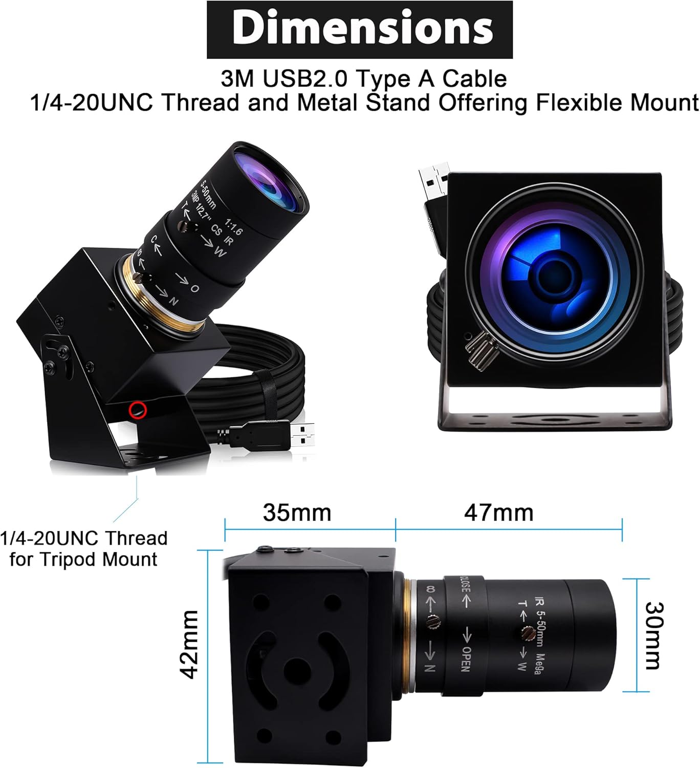 SVPRO 1080P USB Webcam with Telephoto 5-50mm Lens, Full HD Computer Camera 100fps/60fps/30fps for Windows/Mac/Linux/Android - Image 7