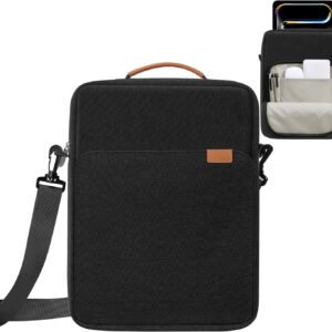 9-11 Inch Tablet Sleeve iPad Bag Satchel Messenger Sling Shoulder Bag for Men Travel Work with Handle Removable Shoulder Strap Carrying Case for Fire Laptop Kindle Surface Samsung Black