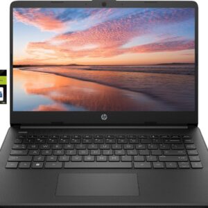 HP 14 Premium HD Portable Laptop Computer Students Business, Quad-Core Intel Celeron Processor, 16GB RAM, 256GB Storage(128GB eMMC+128GB SD Card), 1 Year Office 365, HDMI, Win 11 w/KW Accessories