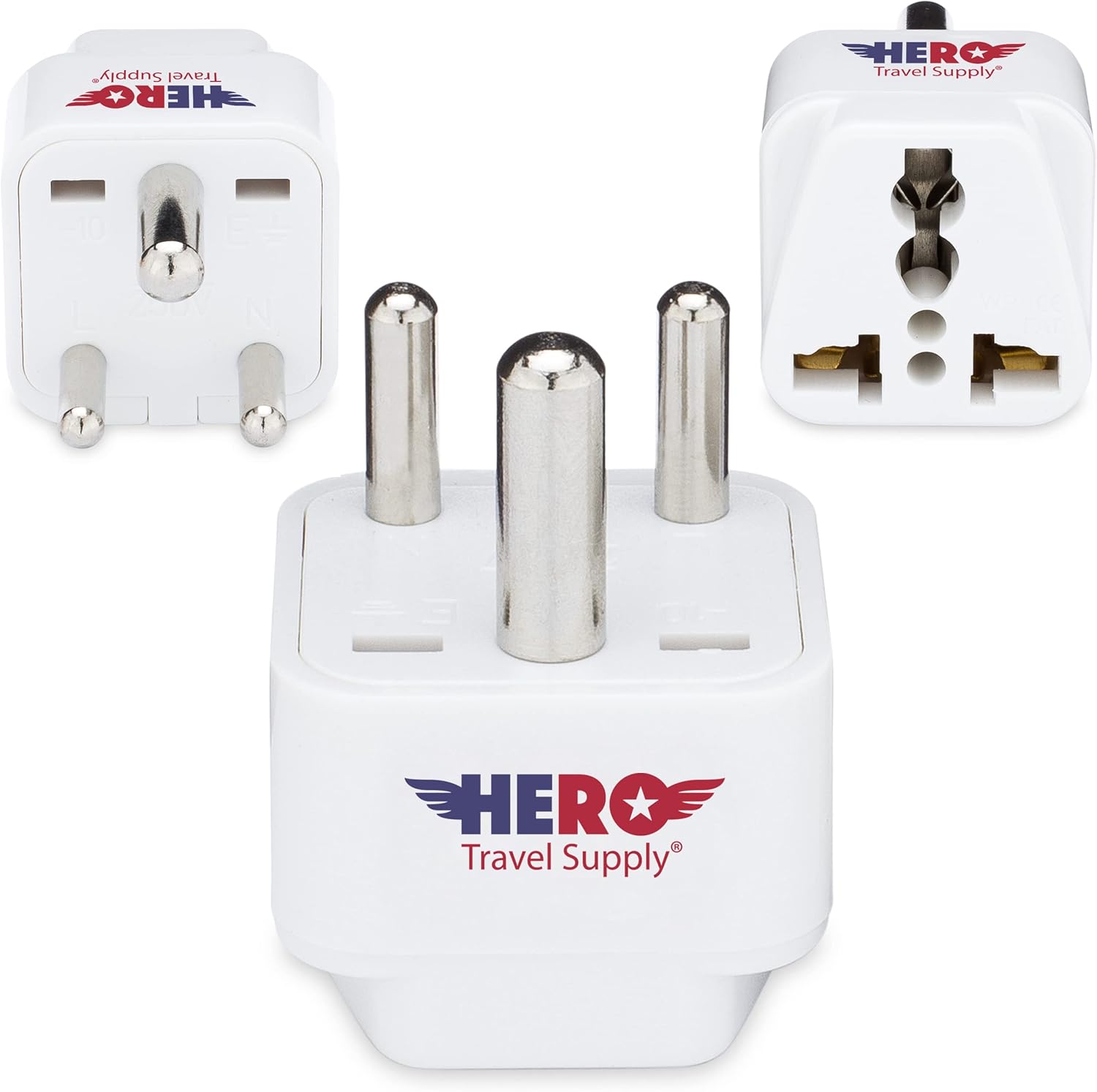 Hero Premium US to India Power Adapter Plug (Type D, Pack of 3, Grounded)