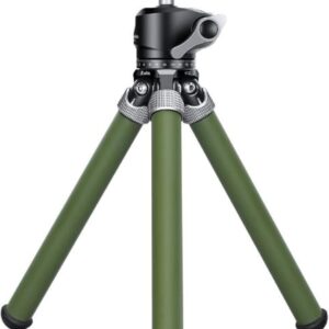 Leofoto MT-02C+LH-22 Carbon Fiber Mini Travel Tabletop Tripod, 2 Leg Section, 1/4" Tripod Mounting Stud Ball Head Kit (Olive)