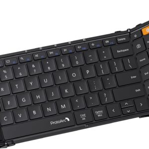 ProtoArc Foldable Bluetooth Keyboard, XK01 Full-Size Portable Wireless Keyboard for Travel, 105 Keys, 0.65" Keycaps, Multi-Device Sync for iPad Tablet Smartphone Laptop PC Windows iOS Android, Black
