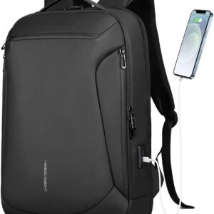 Slim Laptop Backpack for Men Women, 15.6 Inch Business Work Travel Backpack with USB-A & Type-C Charging Port, Anti-Theft Lockable Zipper, Waterproof Lightweight Computer Bag, 25L Black