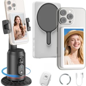Vlog Selfie Monitor Screen Pro, Built-in Speaker and 360° Auto Face Tracking Tripod, Magnetic Phone Vlog Selfie Monitor Screen 4K 60fps, Magnetic Vlogging Kit for iPhone/Android