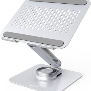 acer Laptop Stand for Desk - with 360 Swivel Base, Rotating Laptop Riser for Desk, Adjustable Computer Stand for Laptops, Ergonomic Riser Holder Foldable, Portable MacBook Pro Air (10-16") - Silver