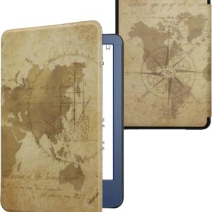 kwmobile Case Compatible with Amazon Kindle (2022/2024) Case - eReader Cover - Travel Vintage Brown/Light Brown