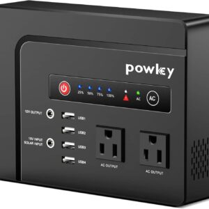 powkey 200W Portable Power Bank with AC Outlet, 146Wh Rechargeable Backup Lithium Battery, 110V Pure Sine Wave AC Outlet for Outdoor RV Trip Travel Home Office Emergency